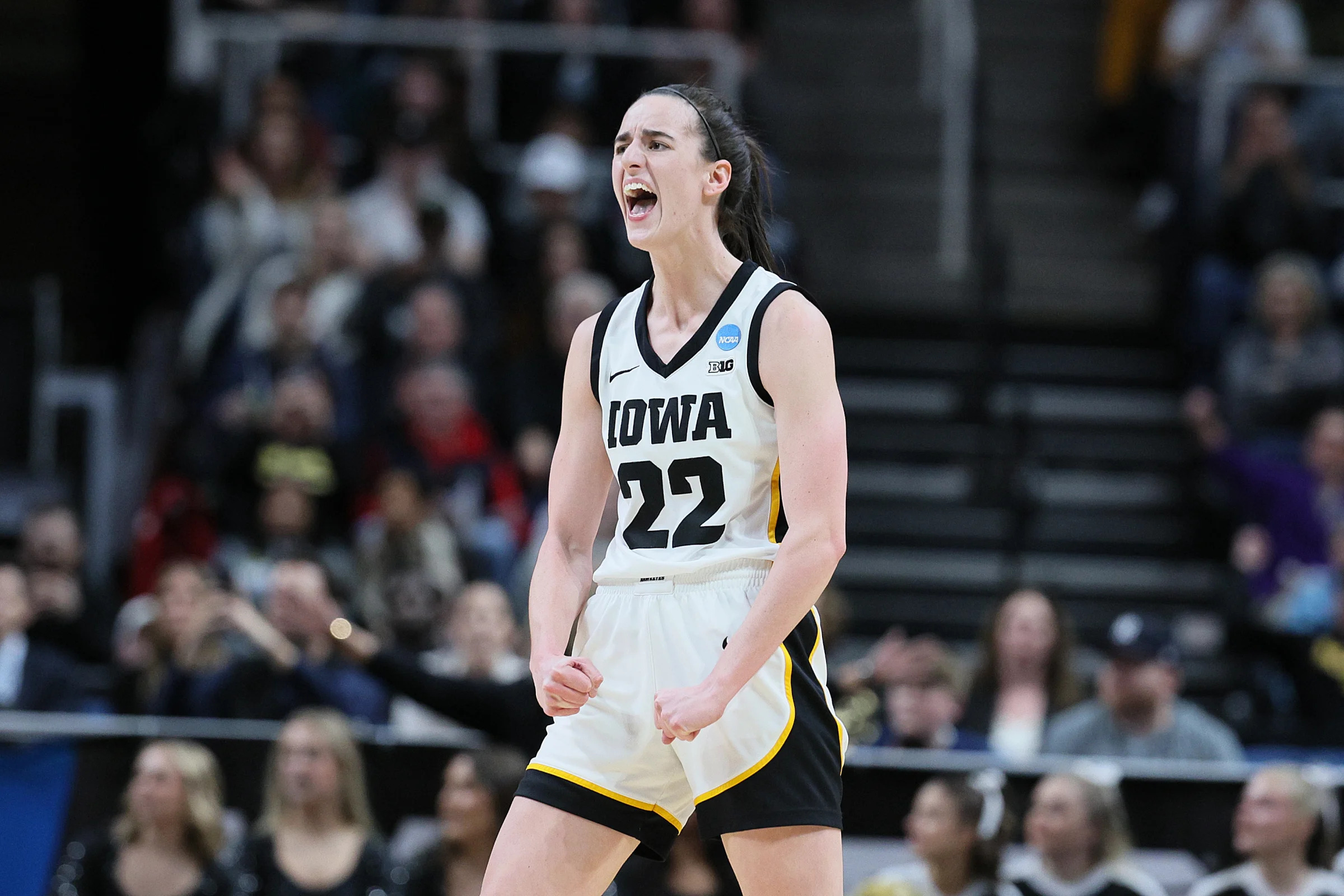 Caitlin Clark and Iowa have a date with Angel Reese and LSU in Monday's Albany 2 regional final. (Andy Lyons/Getty Images)